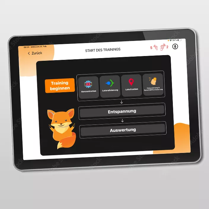 Darstellung der Clever-Fox-App auf einem Tablet